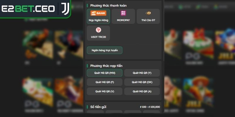 Nạp Tiền E2Bet – Giao Dịch Nhận Tiền Chỉ Trong Vòng 1 Phút 2 Các hình thức giao dịch hỗ trợ