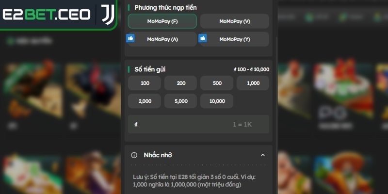 Nạp Tiền E2Bet – Giao Dịch Nhận Tiền Chỉ Trong Vòng 1 Phút 3 Truy cập đúng trang để thực hiện chuyển khoản